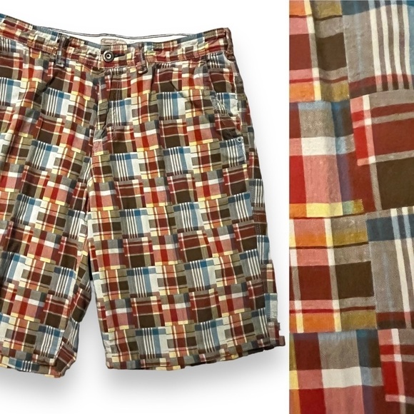 Tommy Bahama 11" Bermuda Shorts Patchwork Plaid Mens 34 Colorful Preppy Golf - Picture 1 of 8